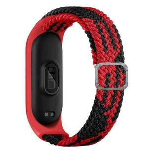 For Xiaomi Mi Band 7 Adjustable Nylon Braided Elasticity Watch Band(Red Black)