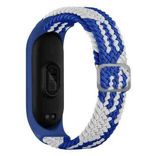 For Xiaomi Mi Band 7 Adjustable Nylon Braided Elasticity Watch Band(Blue White)
