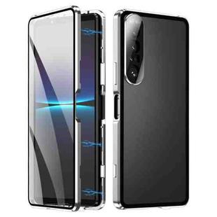 For Sony Xperia 1 IV HD Magnetic Metal Tempered Glass Phone Case(Silver)