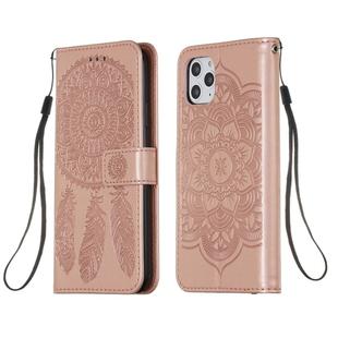 For iPhone 11 Pro Max Dream Catcher Printing Horizontal Flip Leather Case with Holder & Card Slots & Wallet & Lanyard(Rose Gold)