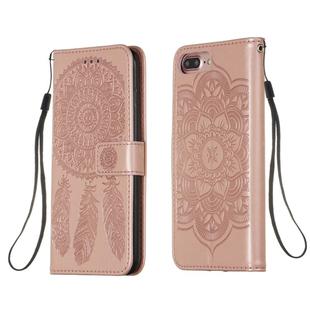 For iPhone 6 Plus / 6s Plus Dream Catcher Printing Horizontal Flip Leather Case with Holder & Card Slots & Wallet & Lanyard(Rose Gold)