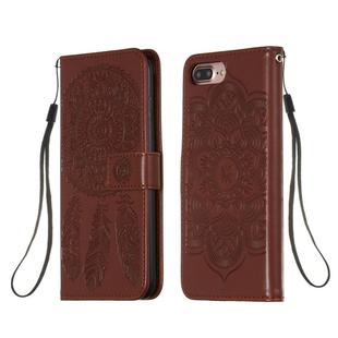 For iPhone 6 Plus / 6s Plus Dream Catcher Printing Horizontal Flip Leather Case with Holder & Card Slots & Wallet & Lanyard(Brown)