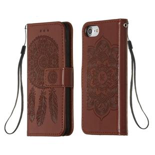 For iPhone SE 2022 / SE 2020 / 8 / 7 Dream Catcher Printing Horizontal Flip Leather Case with Holder & Card Slots & Wallet & Lanyard(Brown)