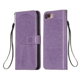 For iPhone 8 Plus / 7 Plus Dream Catcher Printing Horizontal Flip Leather Case with Holder & Card Slots & Wallet & Lanyard(Purple)