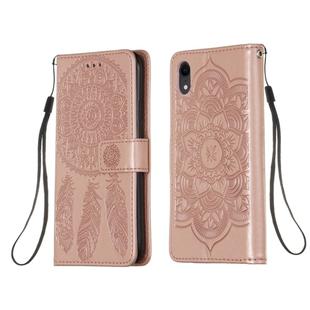 For iPhone XR Dream Catcher Printing Horizontal Flip Leather Case with Holder & Card Slots & Wallet & Lanyard(Rose Gold)