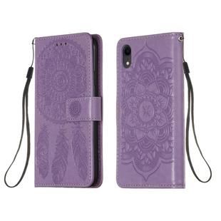 For iPhone XR Dream Catcher Printing Horizontal Flip Leather Case with Holder & Card Slots & Wallet & Lanyard(Purple)