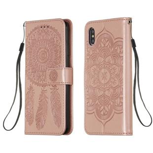 For iPhone XS Max Dream Catcher Printing Horizontal Flip Leather Case with Holder & Card Slots & Wallet & Lanyard(Rose Gold)