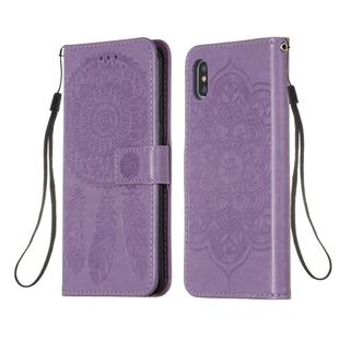 For iPhone XS Max Dream Catcher Printing Horizontal Flip Leather Case with Holder & Card Slots & Wallet & Lanyard(Purple)