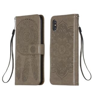 For iPhone XS Max Dream Catcher Printing Horizontal Flip Leather Case with Holder & Card Slots & Wallet & Lanyard(Grey)