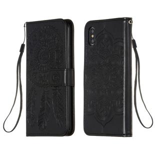 For iPhone XS Max Dream Catcher Printing Horizontal Flip Leather Case with Holder & Card Slots & Wallet & Lanyard(Black)