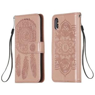 For iPhone X / XS Dream Catcher Printing Horizontal Flip Leather Case with Holder & Card Slots & Wallet & Lanyard(Rose Gold)