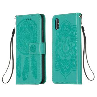 For iPhone X / XS Dream Catcher Printing Horizontal Flip Leather Case with Holder & Card Slots & Wallet & Lanyard(Green)