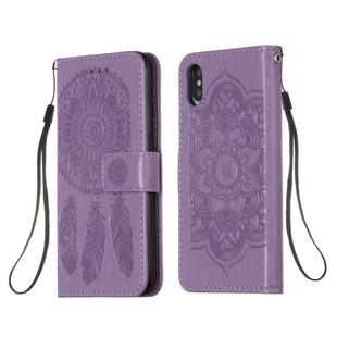 For iPhone X / XS Dream Catcher Printing Horizontal Flip Leather Case with Holder & Card Slots & Wallet & Lanyard(Purple)