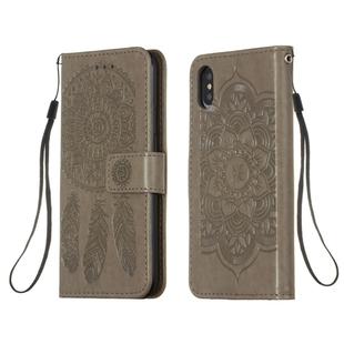 For iPhone X / XS Dream Catcher Printing Horizontal Flip Leather Case with Holder & Card Slots & Wallet & Lanyard(Grey)