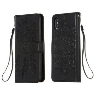 For iPhone X / XS Dream Catcher Printing Horizontal Flip Leather Case with Holder & Card Slots & Wallet & Lanyard(Black)