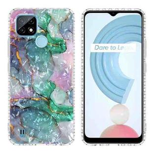 For Realme C21 2.0mm Airbag Shockproof TPU Phone Case(Ink Green Marble)