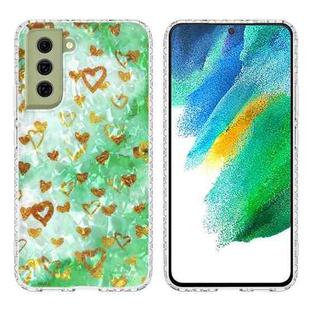 For Samsung Galaxy S21 FE 5G 2.0mm Airbag Shockproof TPU Phone Case(Gold Heart)