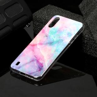 For Galaxy A01 Marble Pattern Soft TPU Protective Case(Pink Green)