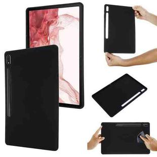 For Samsung Galaxy Tab S8+/Tab S7+/Tab S7 FE Pure Color Liquid Silicone Shockproof Full Coverage Tablet Case(Black)
