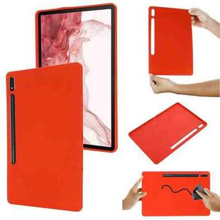 For Samsung Galaxy Tab S8+/Tab S7+/Tab S7 FE Pure Color Liquid Silicone Shockproof Full Coverage Tablet Case(Red)