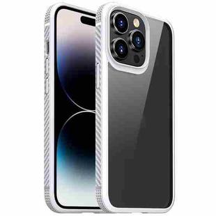 For iPhone 14 Pro Max Carbon Fiber Four-corner Airbag Shockproof Case (White)