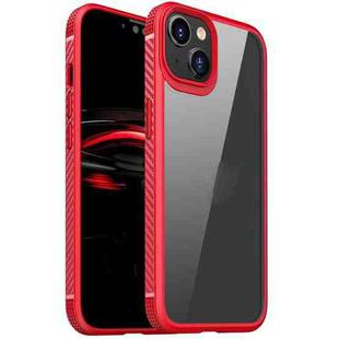 For iPhone 14 Plus Carbon Fiber Four-corner Airbag Shockproof Case (Red)
