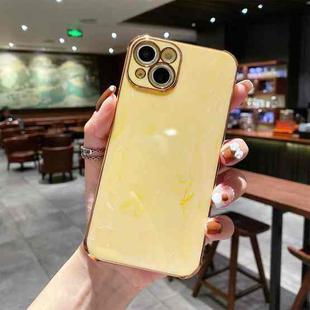 For iPhone 14 Pro Max Marble Texture Electroplating Phone Case (Yellow)