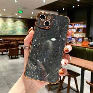 For iPhone 14 Plus Marble Texture Electroplating Phone Case (Black)