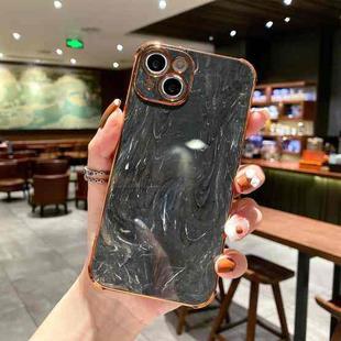 For iPhone 14 Marble Texture Electroplating Phone Case (Black)