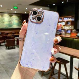 For iPhone 14 Marble Texture Electroplating Phone Case (Light Purple)