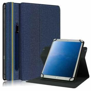 For 10 inch Cloth Texture 360 Rotation Horizontal Flip Universal Tablet PC Leather Case with Pen Slot(Blue)