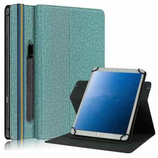 For 10 inch Cloth Texture Horizontal Flip Universal Tablet PC Leather Case with Pen Slot(Green)