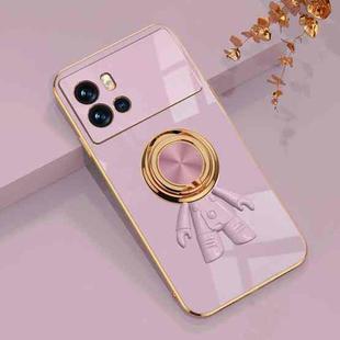 For vivo iQOO 9 Pro 6D Plating Astronaut Ring Kickstand Phone Case(Light Purple)