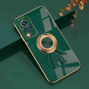 For vivo S9 6D Plating Astronaut Ring Kickstand Phone Case(Night Green)