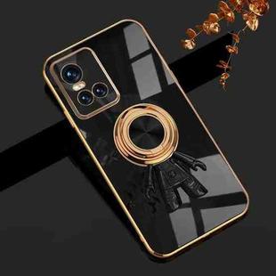For vivo S10 6D Plating Astronaut Ring Kickstand Phone Case(Black)