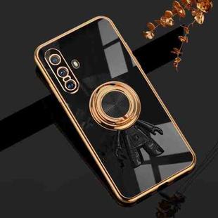 For vivo X30 6D Plating Astronaut Ring Kickstand Phone Case(Black)