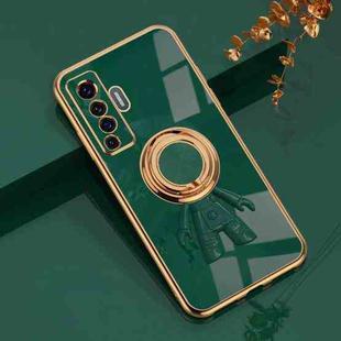 For vivo X50 6D Plating Astronaut Ring Kickstand Phone Case(Night Green)
