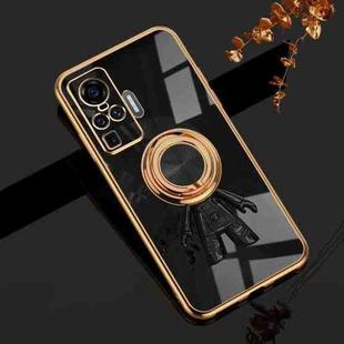 For vivo X50 Pro 6D Plating Astronaut Ring Kickstand Phone Case(Black)