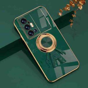 For vivo X70 Pro+ 6D Plating Astronaut Ring Kickstand Phone Case(Night Green)