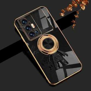 For vivo X70 Pro+ 6D Plating Astronaut Ring Kickstand Phone Case(Black)