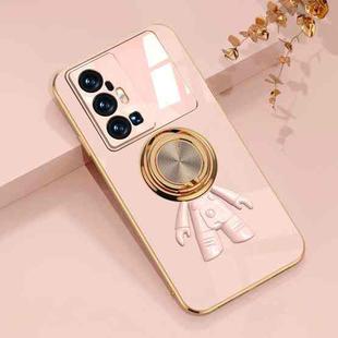 For vivo X70 Pro+ 6D Plating Astronaut Ring Kickstand Phone Case(Light Pink)