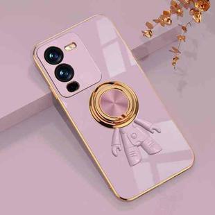 For vivo S15 6D Plating Astronaut Ring Kickstand Phone Case(Light Purple)