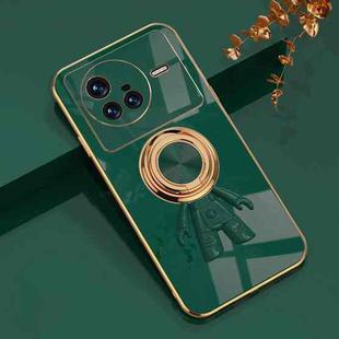 For vivo X80 6D Plating Astronaut Ring Kickstand Phone Case(Night Green)