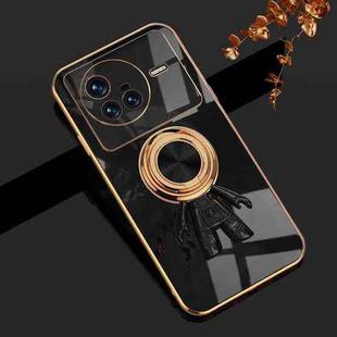 For vivo X80 6D Plating Astronaut Ring Kickstand Phone Case(Black)