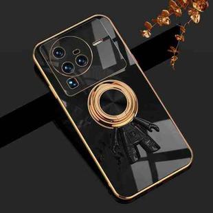 For vivo X80 Pro 6D Plating Astronaut Ring Kickstand Phone Case(Black)