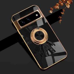 For Google Pixel 7 Pro 6D Plating Astronaut Ring Kickstand Phone Case(Black)