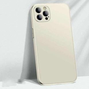 For iPhone 14 Pro Max AG Matte Glass + Liquid Silicone Skin Feel Case (Antique White)