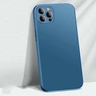 For iPhone 14 Pro Max AG Matte Glass + Liquid Silicone Skin Feel Case (Navy Blue)