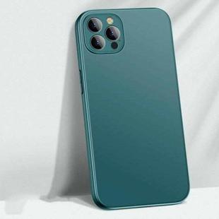 For iPhone 14 Pro Max AG Matte Glass + Liquid Silicone Skin Feel Case (Dark Green)