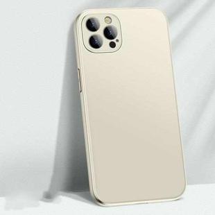 For iPhone 14 Pro AG Matte Glass + Liquid Silicone Skin Feel Case(Antique White)